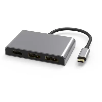 1 till 4 USB-C Dockningstation 3 monitorer 2xDP 4K60Hz, 1xHDMI 4K60Hz 1x USB-C PD100W