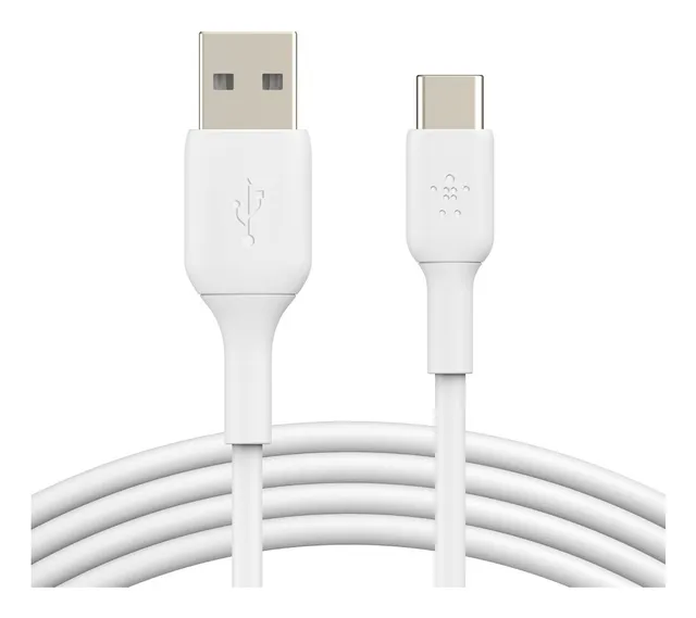 Laddningskabel USB-A till C 1m, Vit 2-pack