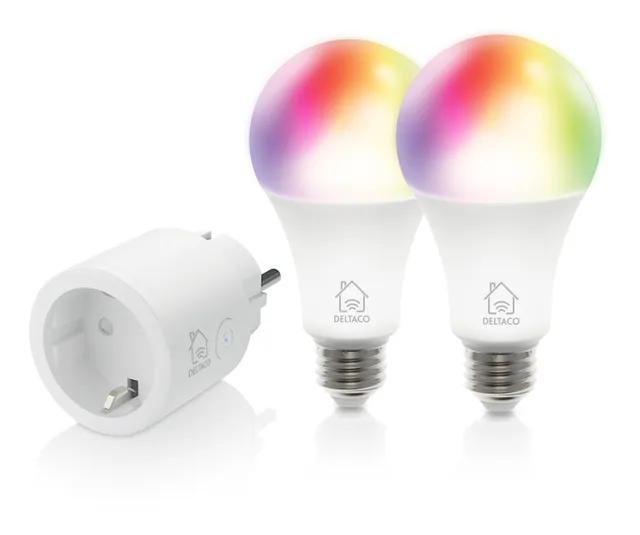 Starterkit, 2x RGB LED-lampa E27 + 1 Smart Plug
