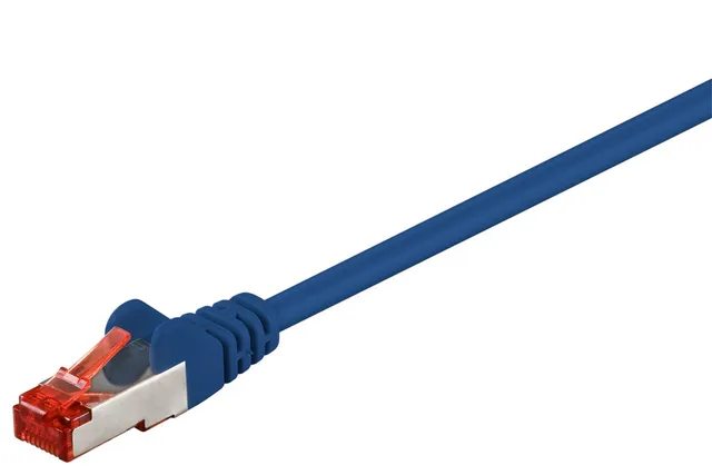 Patchkabel CAT 6, S/FTP (PiMF), blå, 0,25 m kopparklädd aluminiumtråd (CCA)