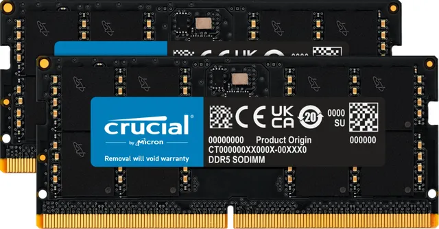 - DDR5 - sats - 96 GB: 2 x 48 GB - SO DIMM 262-pin - 5600 MHz / PC5-44800 - CL46 - 1.1 V - on-die ECC - svart