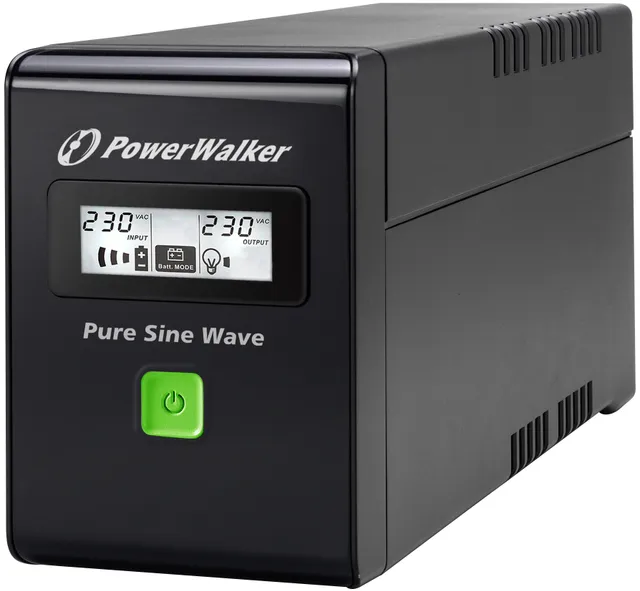 BlueWalker PowerWalker VI 800 SW - UPS - AC 220/230/240 V - 480 Watt - 800 VA - 9 Ah - USB - utgångskontakter: 2 - svart