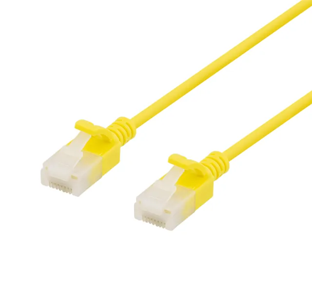 U/UTP Cat6a patchkabel, slim, 3,5mm i diameter, 3m, gul