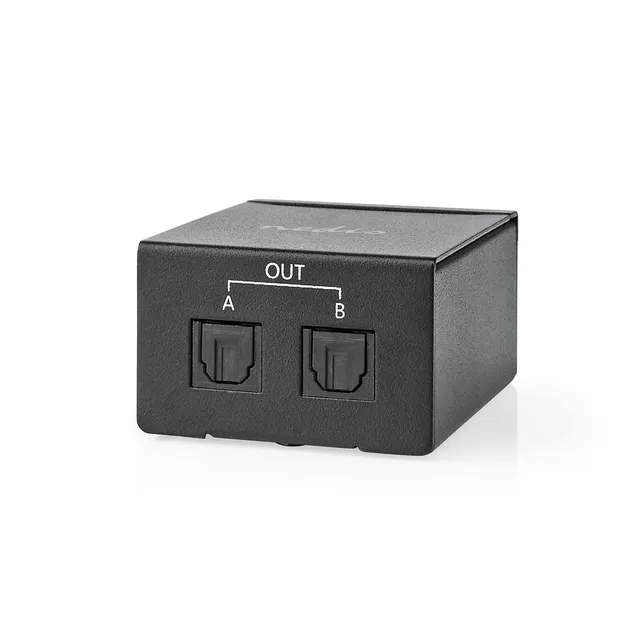 TosLink Splitter | Tvåvägs | Ingång för audio/video/dataanslutningar: TosLink Female | Audio / video / dataanslutningar utgång: 2x TosLink | Knapp | Metall | Svart