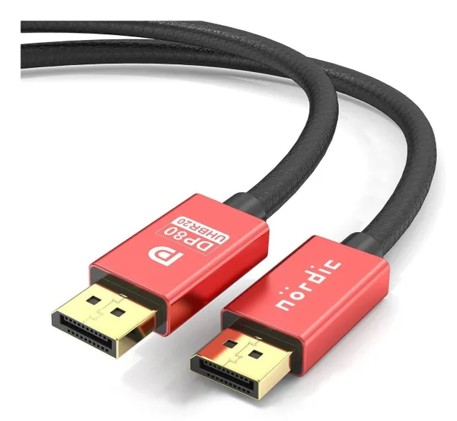 1,5m nylonflätad Displayport 2.1 kabel DP80 UHBR20 80Gbps 16/10/8K60H 4K165/144Hz DSC1.2a HDR HDCP2.2 FreeSync G-Sync