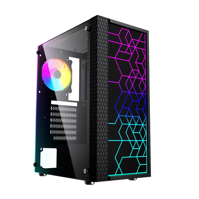 Fornax 2500 - Mid tower - ATX - genomskinlig sidopanel (glas) - ingen strömförsörjning (ATX) - svart - USB/ljud