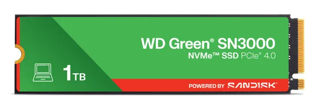 1 TB WD Green SN3000 SSD, M.2 2280 NVMe PCIe 4.0
