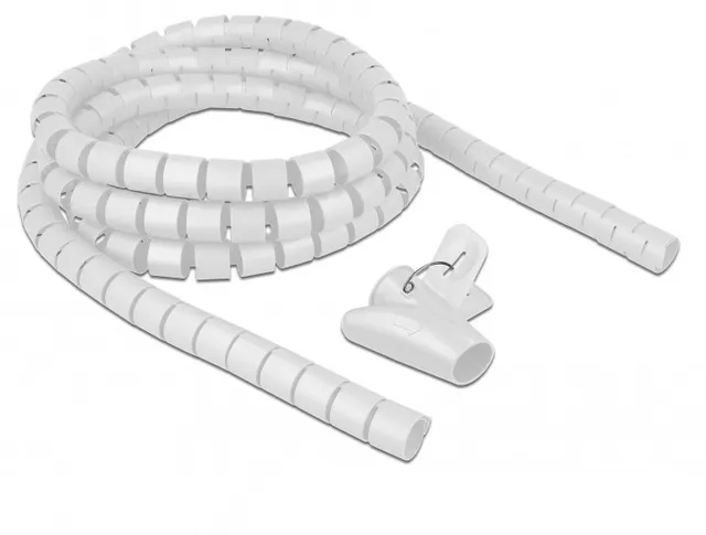 spiralslang för kabelhantering med dragverktyg, 2.5m x 20mm - vit