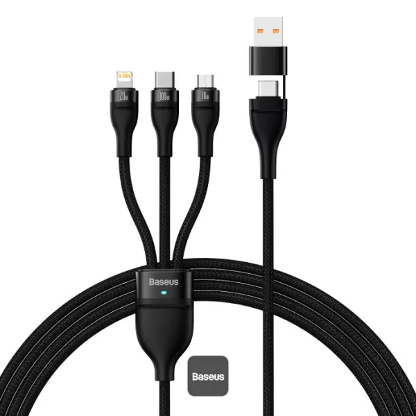 3in1 USB cable Flash Series 2 USB-C + micro USB + Lightning 100W 1.2m (black)