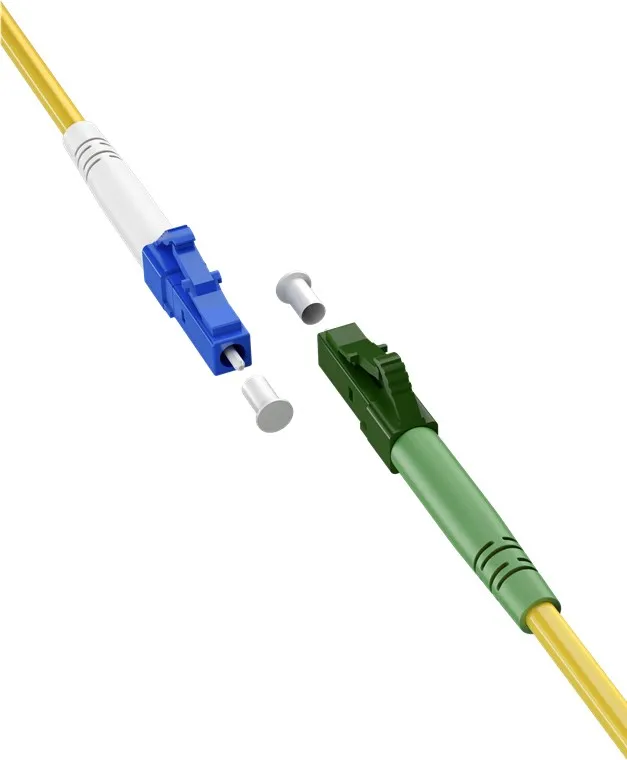 Fiberoptisk kabel (FTTH), Singlemode (OS2) Yellow, gul (Simplex), 0,5 m plugg LC-APC (8°) > plugg LC-APC (8°), halogenfri kabelhölje (LSZH)