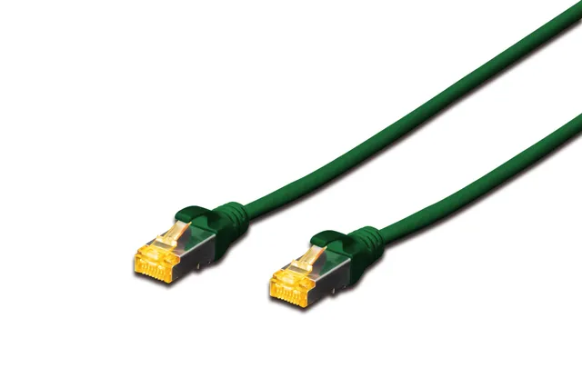 Patchkabel CAT 6A, S/FTP (PiMF), grön, 1 m opparledare (CU), halogenfri kabelhölje (LSZH)