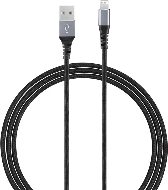USB-A - Lightning Flätad / 1,5m - Svart/Rymdgrå
