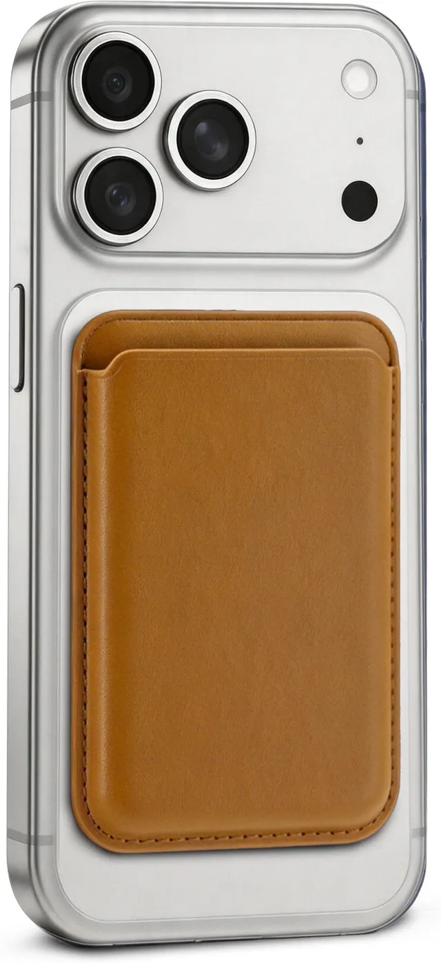 Leather Magnetic Card Holder - Dark brown